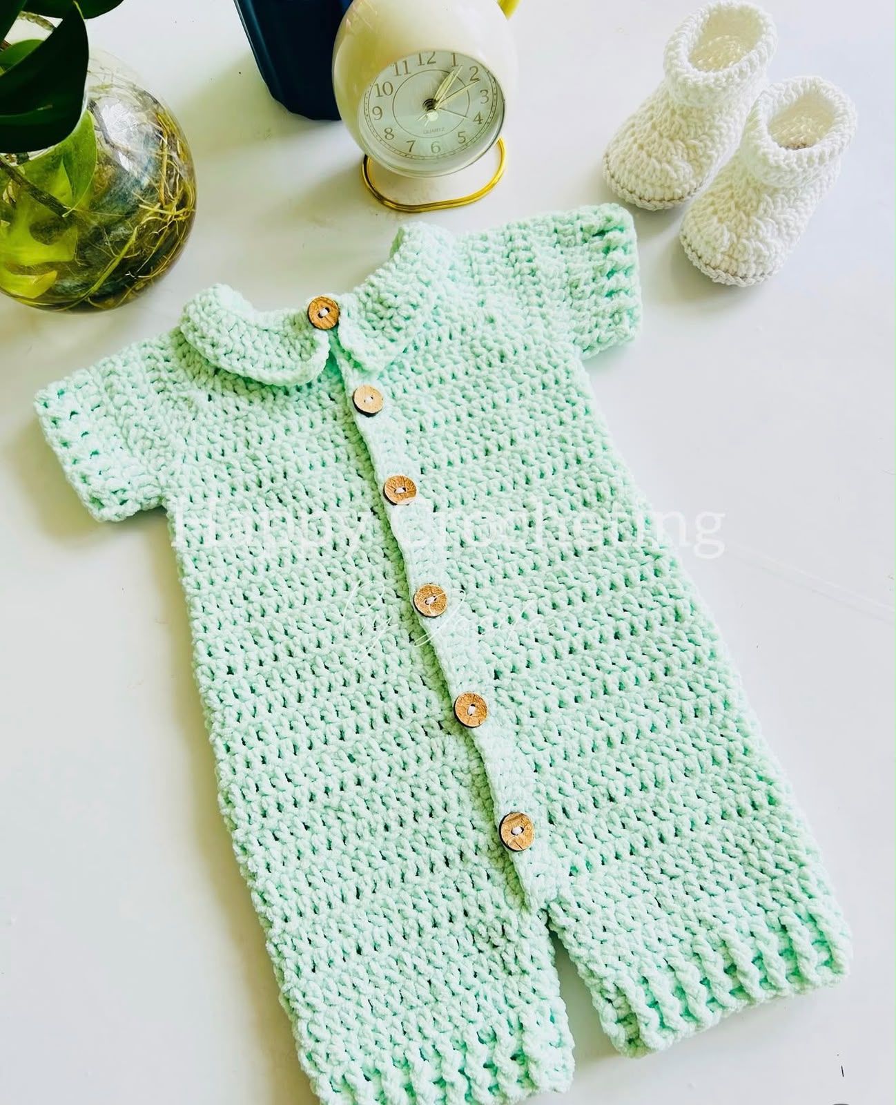 velvet yarn short romper set