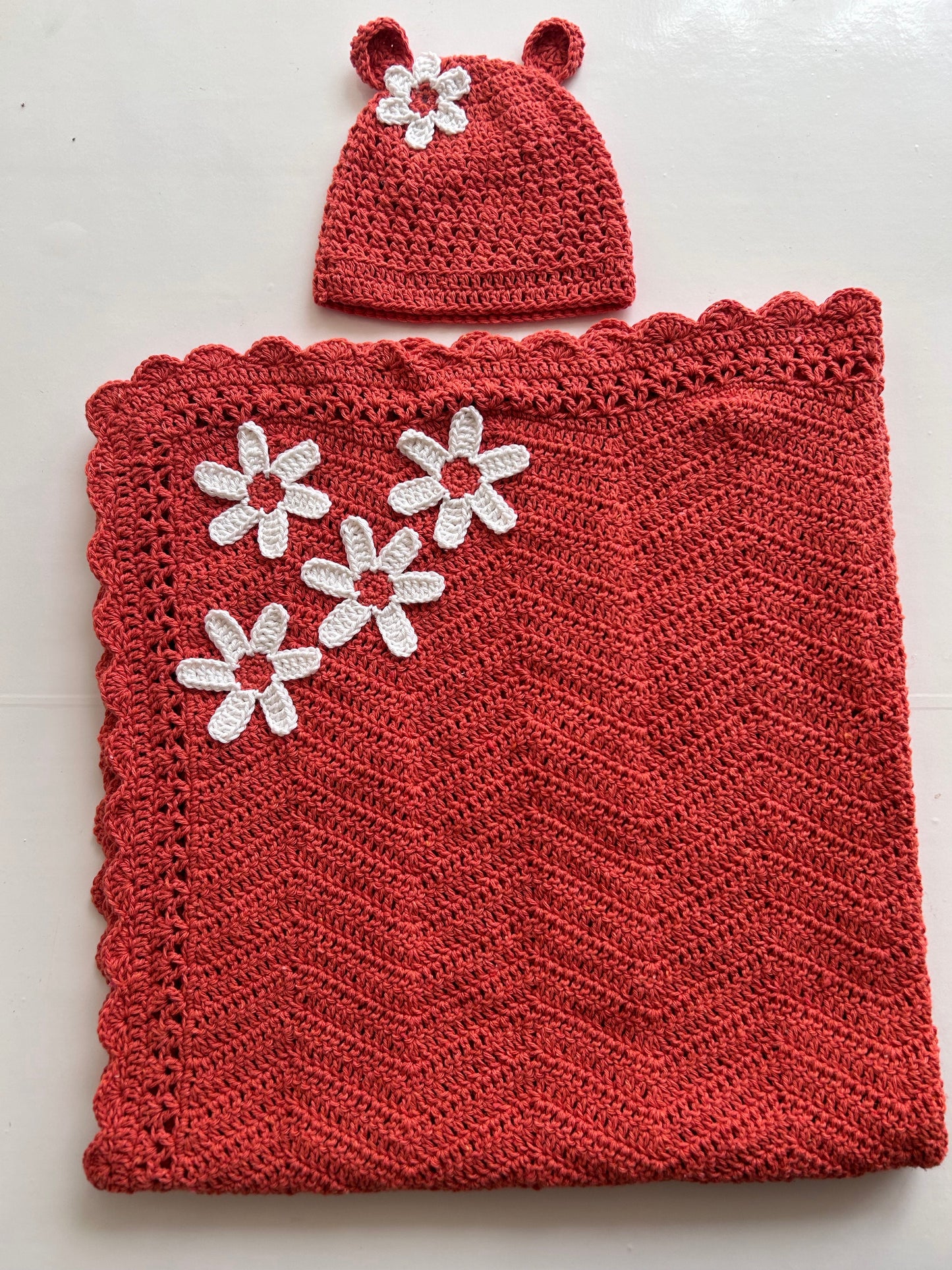 Pure Cotton Crochet Baby Blanket Set