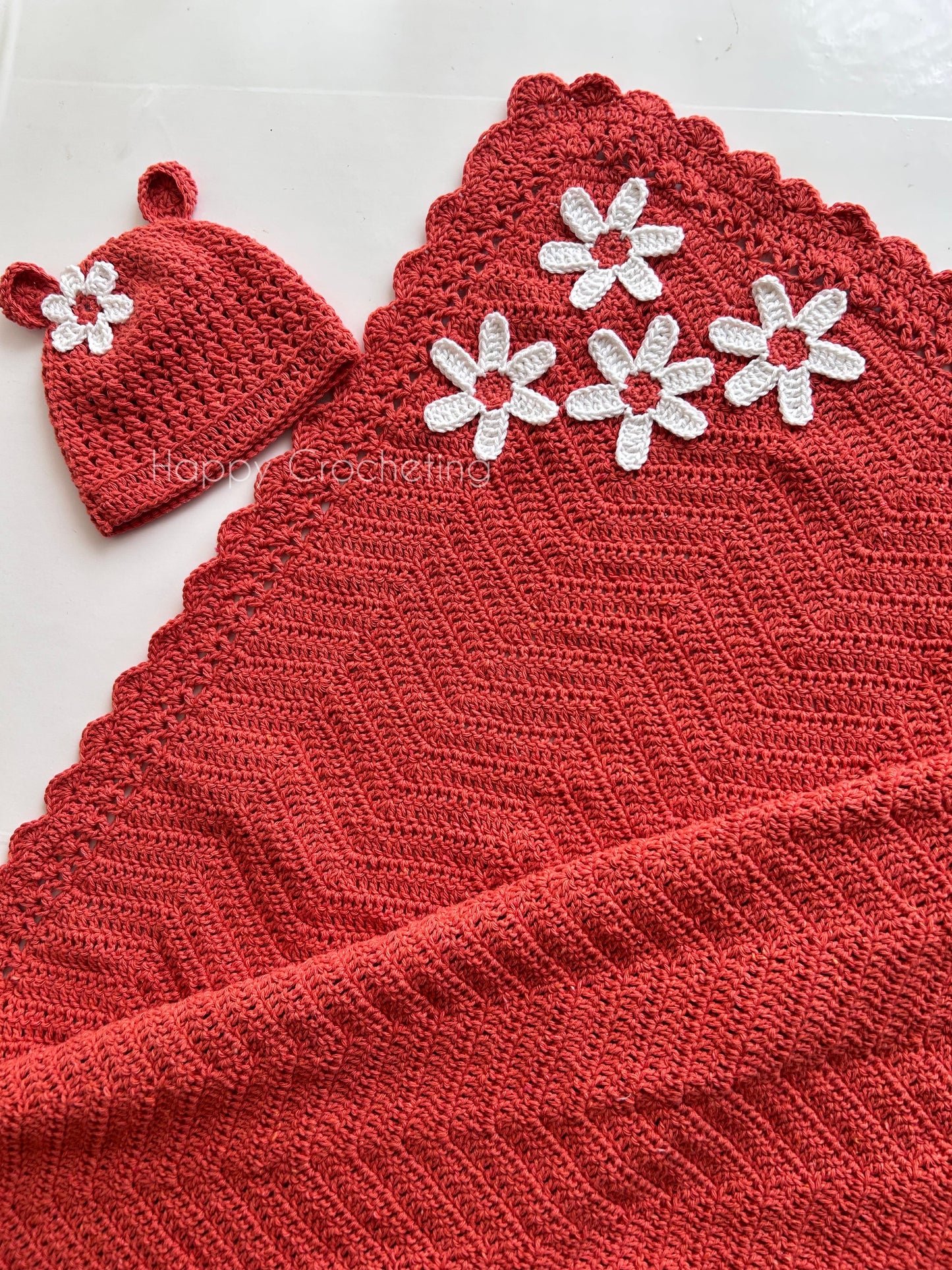 Pure Cotton Crochet Baby Blanket Set