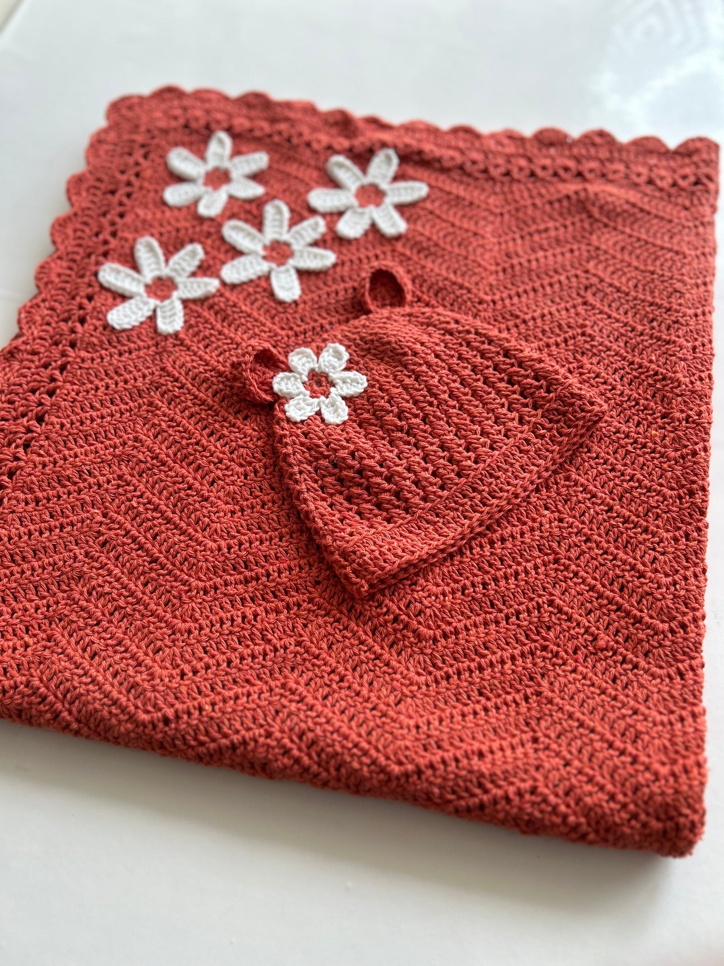 Pure Cotton Crochet Baby Blanket Set