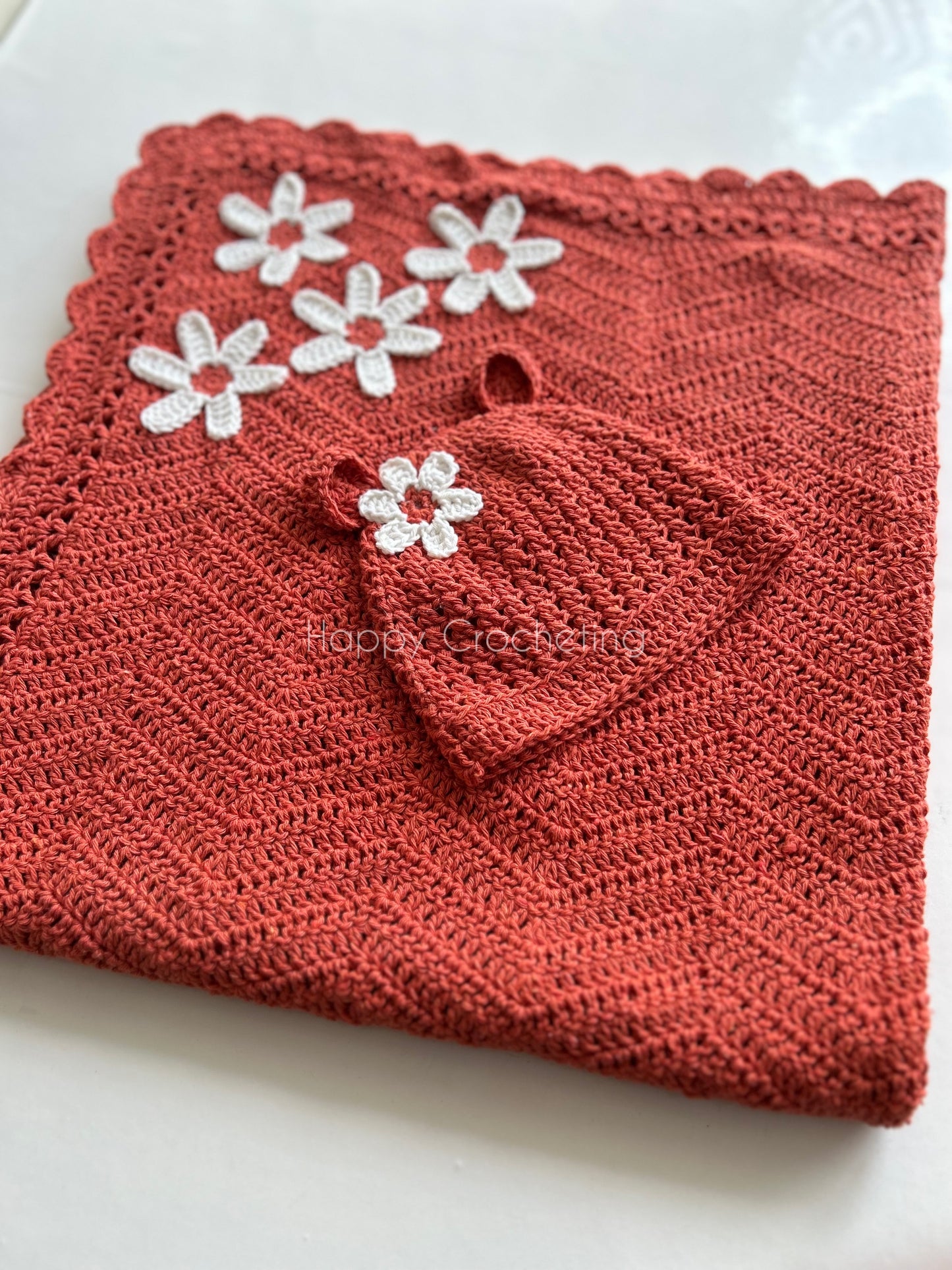 Pure Cotton Crochet Baby Blanket Set