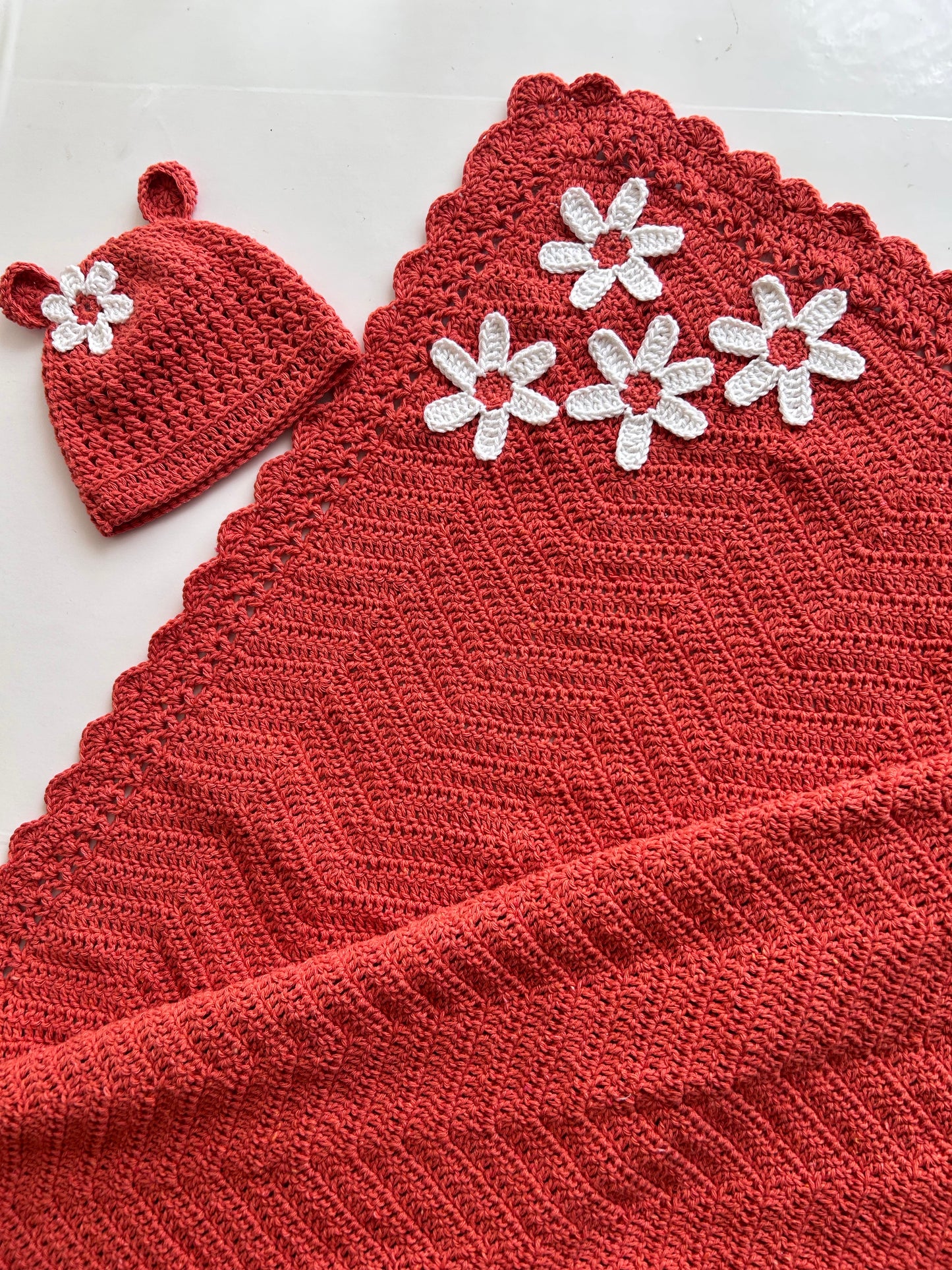 Pure Cotton Crochet Baby Blanket Set