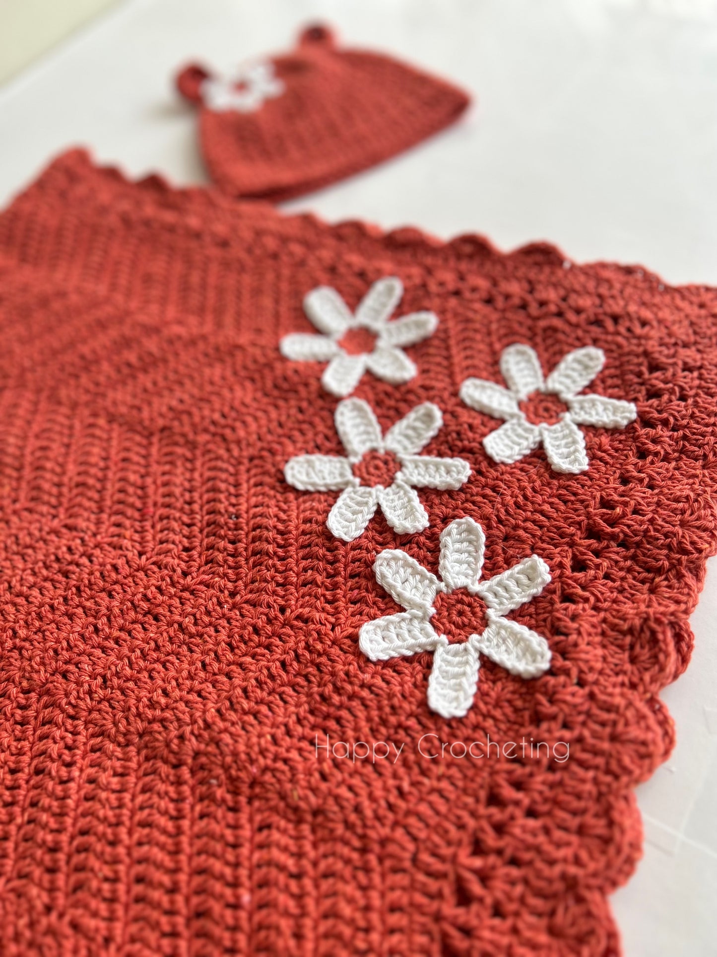 Pure Cotton Crochet Baby Blanket Set