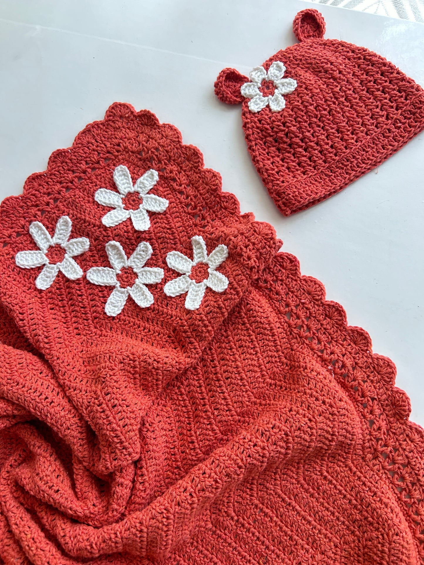 Pure Cotton Crochet Baby Blanket Set