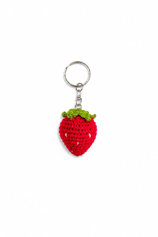 Crochet Strawberry Keychain